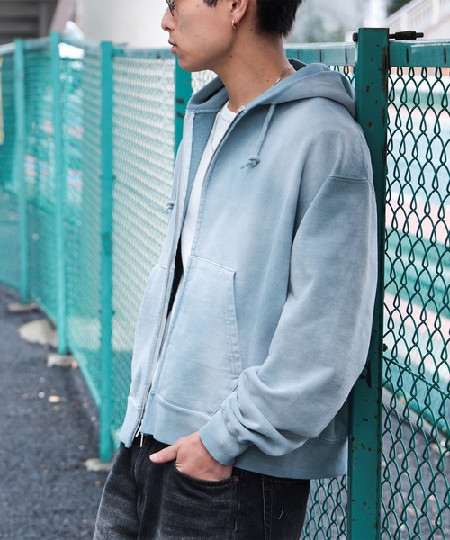 BEAMS トレーナー スウェット フェード ジップアップ フーディ