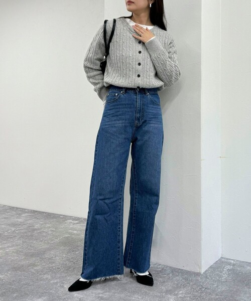 超安い品質 fredy emue ジーンズ デニム デニムパンツ カットオフセミフレア パンツ