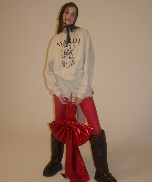 トレーナー スウェット SWEATSHIRT RAGLAN SWING THE TAIL DDANJI PEARL NECKLACE STONE EM Mardi Mercredi トレーナー スウェット SWEATSHIRT RAGLAN SWING