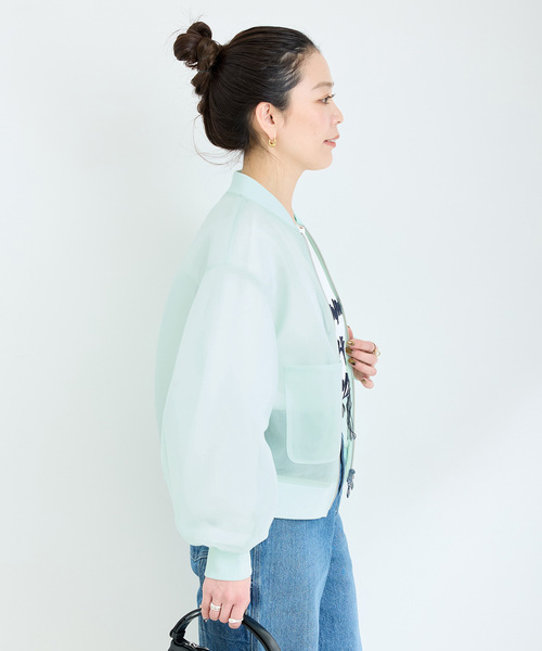 B.C STOCK シアーブルゾン　透け感　ミントグリーン B.C STOCK コート アウター 「追加5」手洗い可 / フードシアー