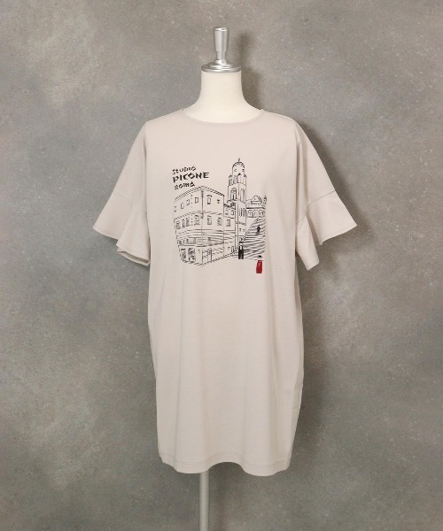 STUDIO PICONE（スタジオピッコーネ） tシャツ 袖フリルイラスト