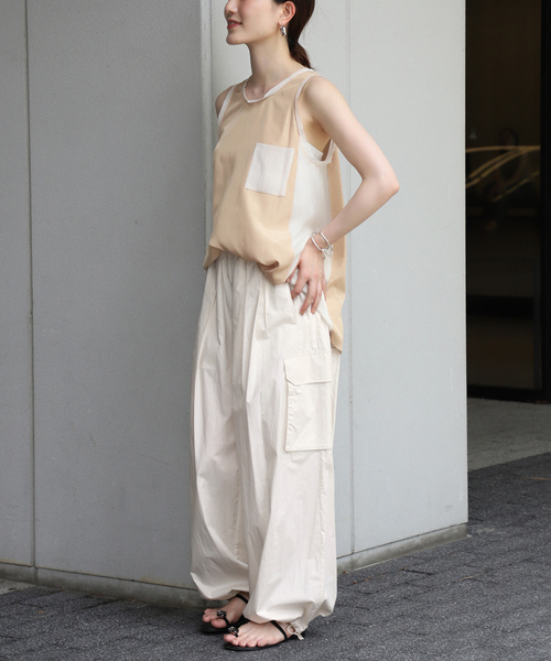ヴェルメイユパーイエナ ベージュ 半袖　Tシャツ　チュニック VERMEIL par iena 「VERMEIL iena」 ノースリーブチュニック