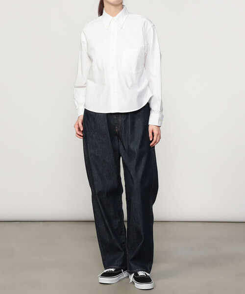 ブラウス シャツ orSlow |  ショート丈 ボタンダウンシャツ WHITE WOMEN レディース orSlow ブラウス シャツ | ショート丈 ボタンダウンシャツ WHITE