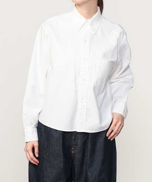 ブラウス シャツ orSlow |  ショート丈 ボタンダウンシャツ WHITE WOMEN レディース
