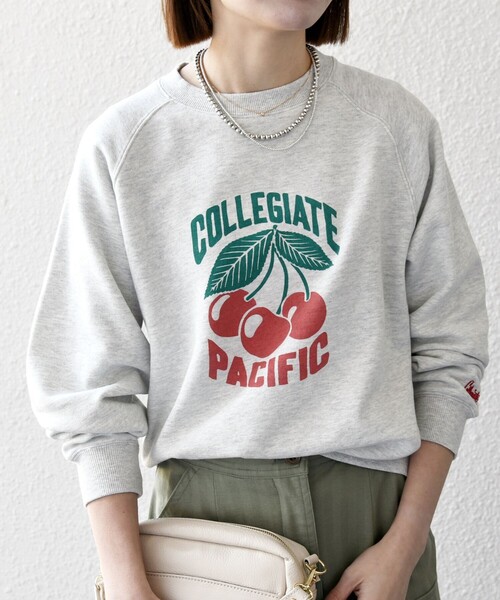 トレーナー スウェット 「SHIPS any別注」Collegiate Pacific: ロゴ プリント ＆ 刺繍 スウェット 25AW レディース Collegiate Pacific トレーナー スウェット 「SHIPS any別注