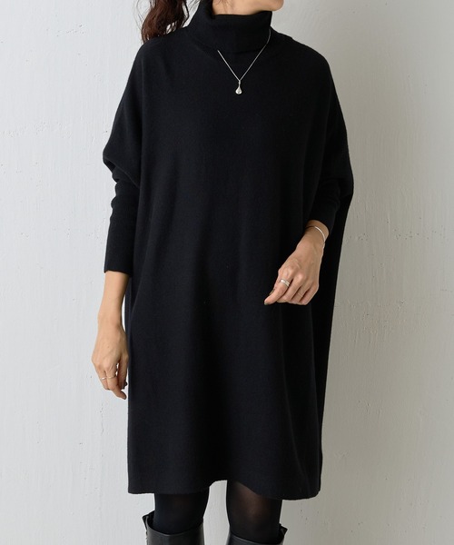 BEARDSLEY ビアズリー スエット長袖ロング丈ワンピース ブラック 裏起毛 BEARDSLEY ビアズリー スエット長袖ロング丈ワンピース ブラック 裏