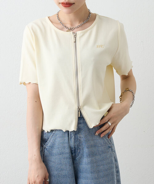 w closet tシャツ 「新色追加！7色展開」半袖W ZIPリブカーデ