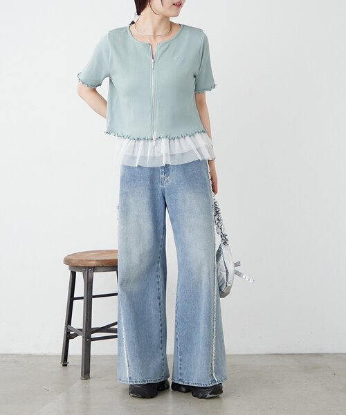 w closet tシャツ 「新色追加！7色展開」半袖W ZIPリブカーデ