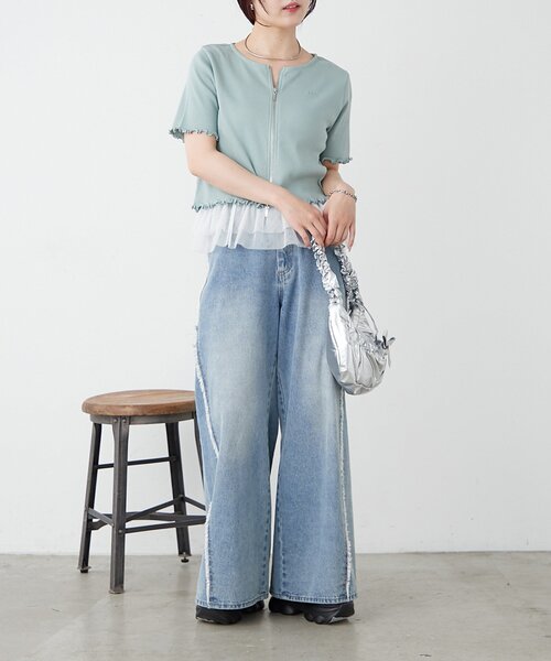 すぅ出品 SOIL｜コットン フラワープリント ワイド イージーパンツ