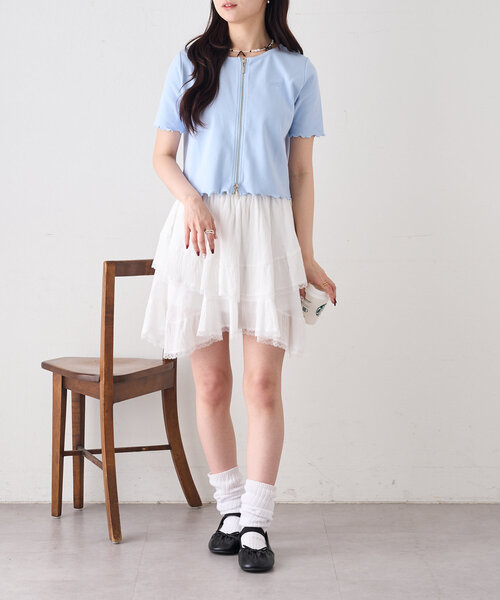 YU♡ RI商品 w closet tシャツ 「新色追加！7色展開」半袖W ZIPリブカーデ