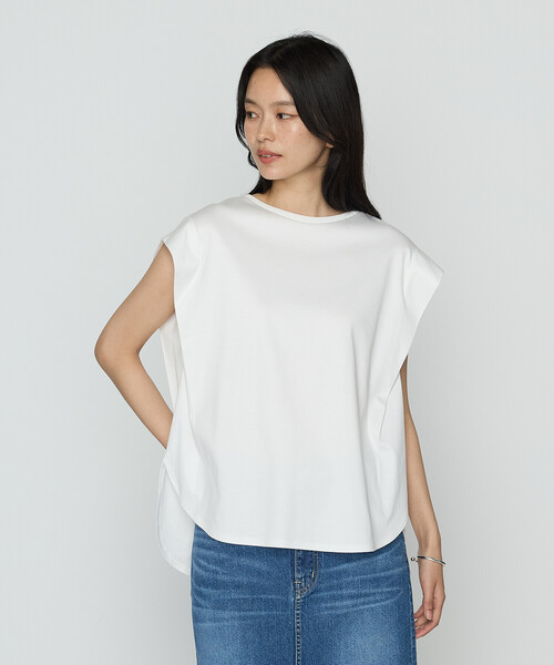 コットン強撚ポンチ ショルダータックTシャツ K.T KIYOKO TAKASE tシャツ コットン強撚ポンチ ショルダー