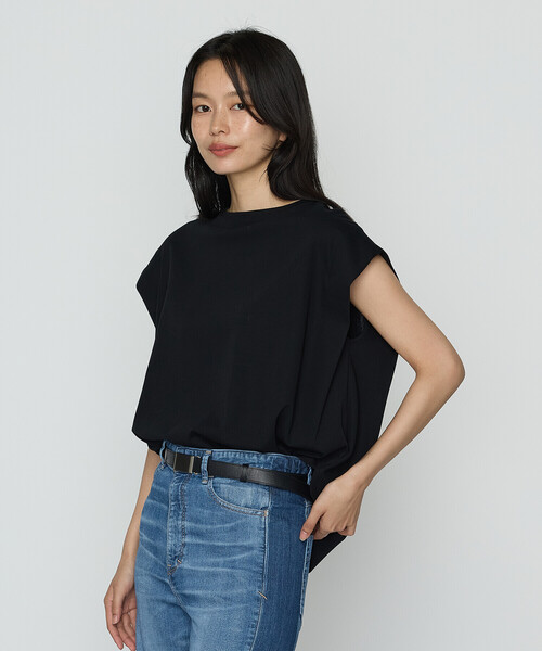 tシャツ コットン強撚ポンチ ショルダータックTシャツ レディース