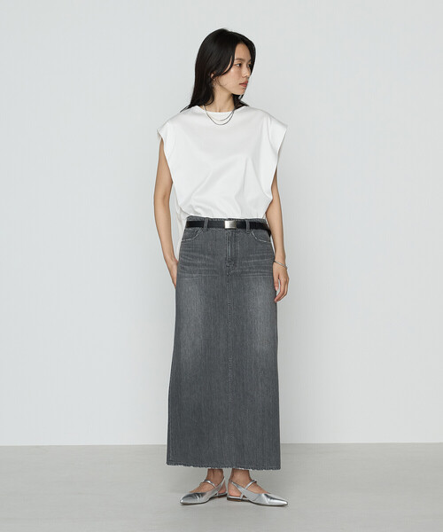tシャツ コットン強撚ポンチ ショルダータックTシャツ レディースの画像