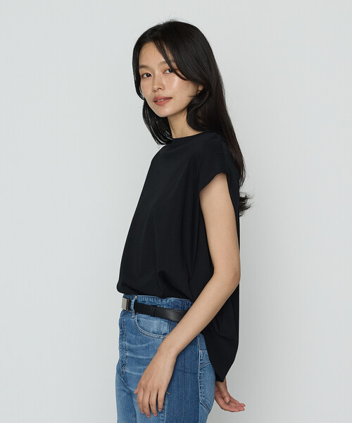tシャツ コットン強撚ポンチ ショルダータックTシャツ レディースの画像