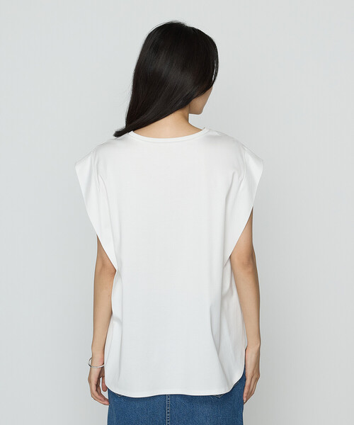 tシャツ コットン強撚ポンチ ショルダータックTシャツ レディースの画像