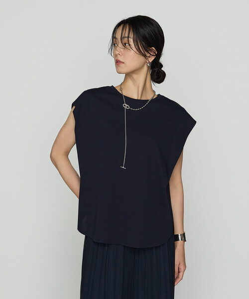 tシャツ コットン強撚ポンチ ショルダータックTシャツ レディースの画像