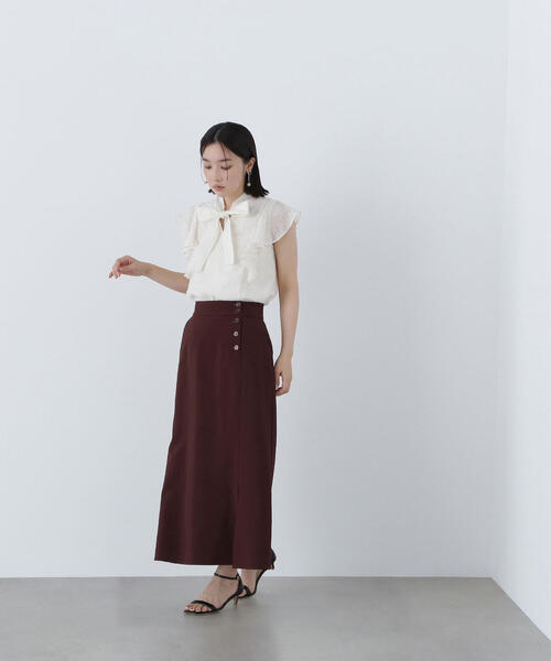 ブラウス シャツ カットドビーボウブラウス レディース NATURAL BEAUTY BASIC ブラウス シャツ カットドビーボウ