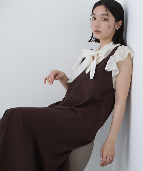 ブラウス シャツ カットドビーボウブラウス レディース NATURAL BEAUTY BASIC ブラウス シャツ カットドビーボウ