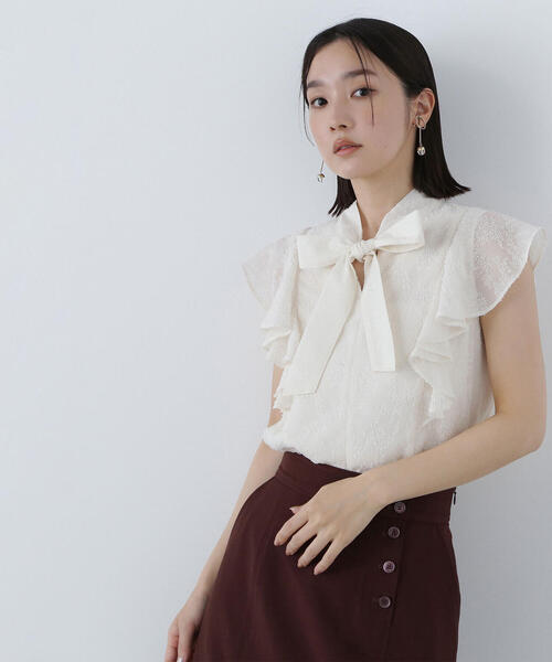 ブラウス シャツ カットドビーボウブラウス レディース NATURAL BEAUTY BASIC ブラウス シャツ カットドビーボウ