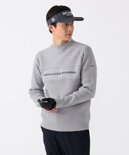 DEVEREUX デヴァローゴルフ チェッカーリブニットプルオーバー