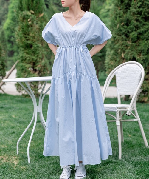 DAY CLOSET ワンピース レディース ぽわん袖ウエストギャザー