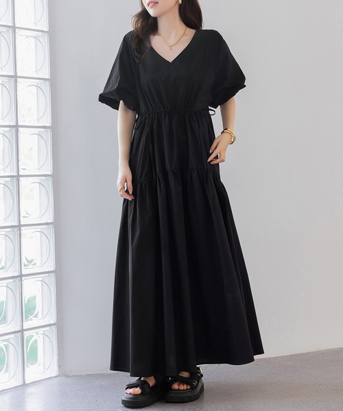 DAY CLOSET ワンピース レディース ぽわん袖ウエストギャザー
