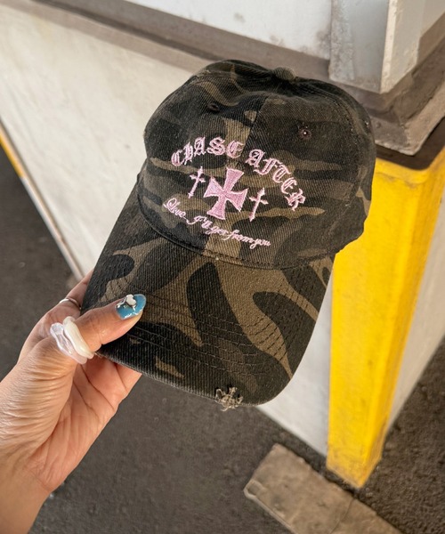 rire キャップ 帽子 迷彩柄刺繍クロスロゴキャップ レディース