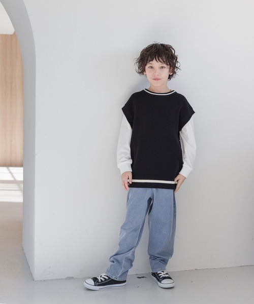 「GLOBAL WORK」 「KIDS」ノースリーブニット 150cm ブラック キッズ