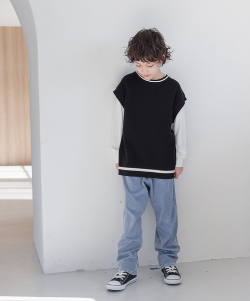 「GLOBAL WORK」 「KIDS」ノースリーブニット 150cm ブラック キッズ