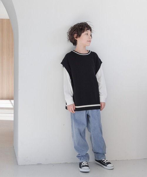 「GLOBAL WORK」 「KIDS」ノースリーブニット 150cm ブラック キッズ