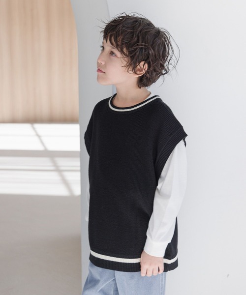 「GLOBAL WORK」 「KIDS」ノースリーブニット 150cm ブラック キッズ