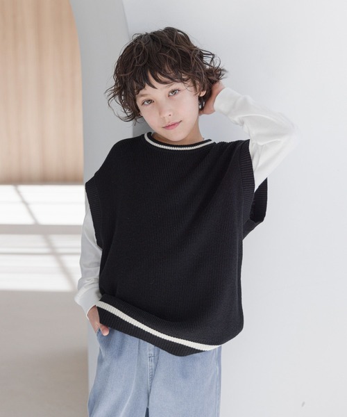 「GLOBAL WORK」 「KIDS」ノースリーブニット 150cm ブラック キッズ