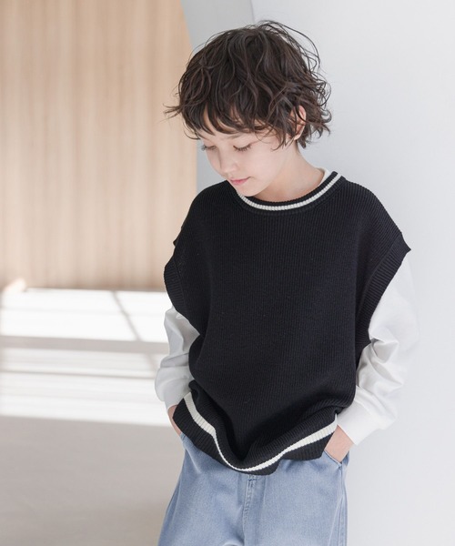「GLOBAL WORK」 「KIDS」ノースリーブニット 150cm ブラック キッズ
