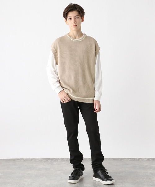 「GLOBAL WORK」 「KIDS」ノースリーブニット 150cm ブラック キッズ