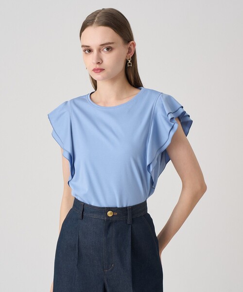 ANAYI（アナイ） tシャツ コットンスムースダブルフリルプルオーバー
