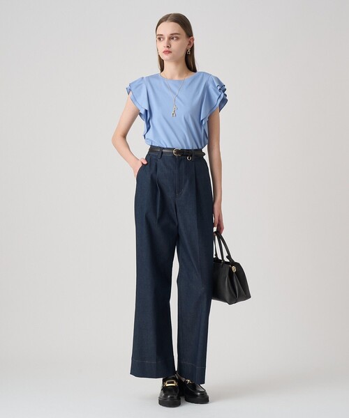 ANAYI（アナイ） tシャツ コットンスムースダブルフリルプルオーバー