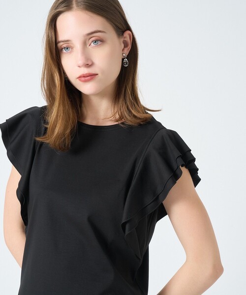 ANAYI（アナイ） tシャツ コットンスムースダブルフリルプルオーバー