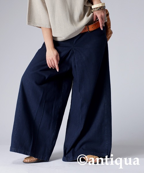 「antiqua」 加工ブーツカットデニムパンツ L ノンウォッシュ レディース