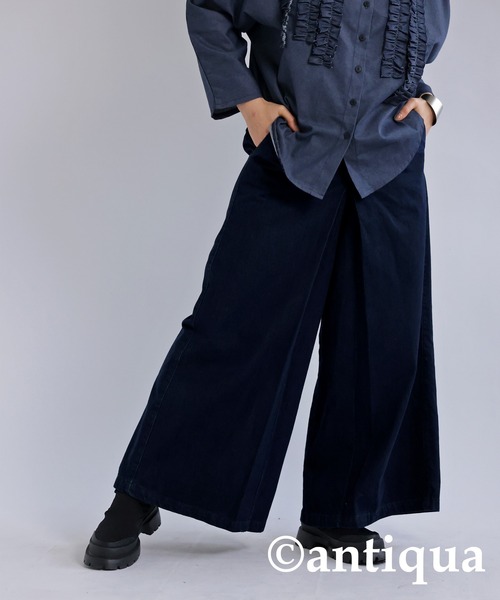 「antiqua」 加工ブーツカットデニムパンツ L ノンウォッシュ レディース