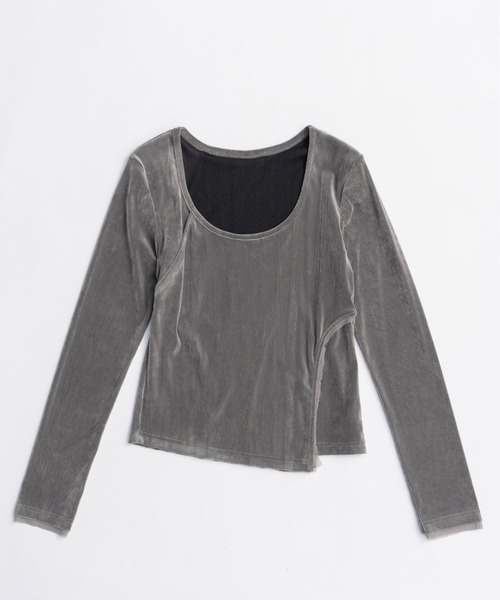 miiii　メゾンスペシャル 半袖アシメカットソー Asymmetrical drape shirt/アシンメトリードレープシャツ（シャツ