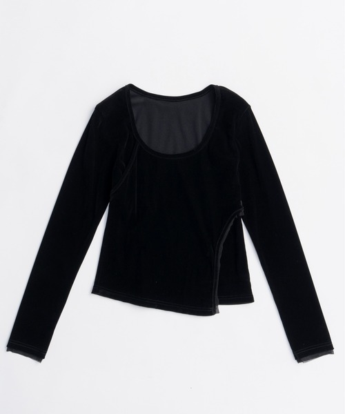 miiii　メゾンスペシャル 半袖アシメカットソー Asymmetrical drape shirt/アシンメトリードレープシャツ（シャツ