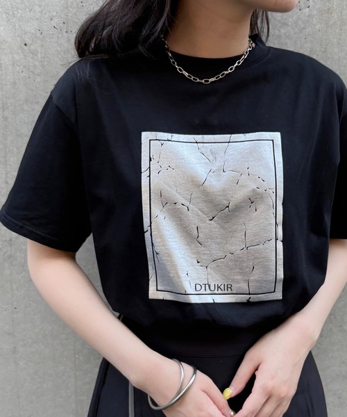 tシャツ 「＆g'aime」箔プリントTシャツ　l Foil Print Tee レディース &g'aime tシャツ 「＆g'aime」箔プリントTシャツ Metal Foil