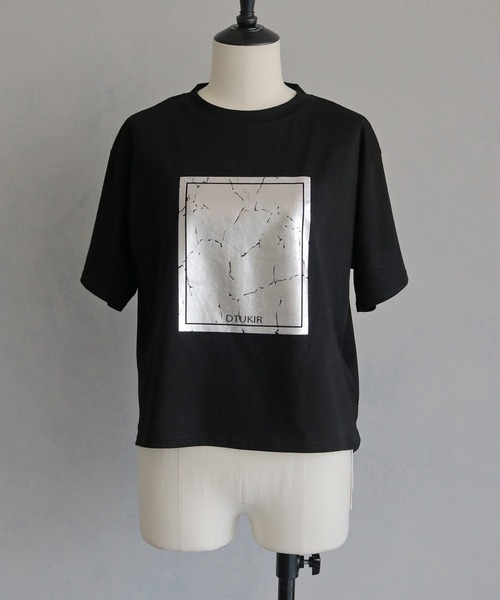 tシャツ 「＆g'aime」箔プリントTシャツ　l Foil Print Tee レディース &g'aime tシャツ 「＆g'aime」箔プリントTシャツ Metal Foil