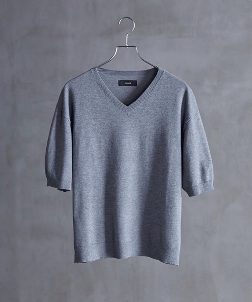 「CALLNE」 半袖ニット L ブラック メンズ_画像5