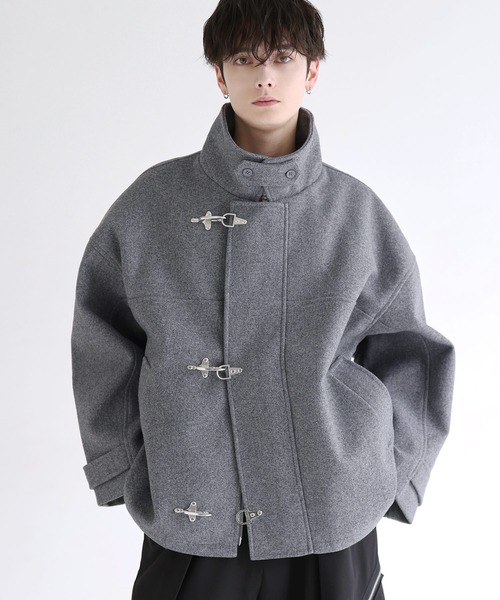 M 未使用に近い LILL ショート丈メルトンファイヤーマンブルゾン グレー LILL（リル） ブルゾン アウター ショート丈メルトンファイヤーマン