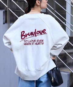 トレーナー スウェット カレッジロゴ刺繍サイドスリット裏起毛オーバーサイズスウェット レディース