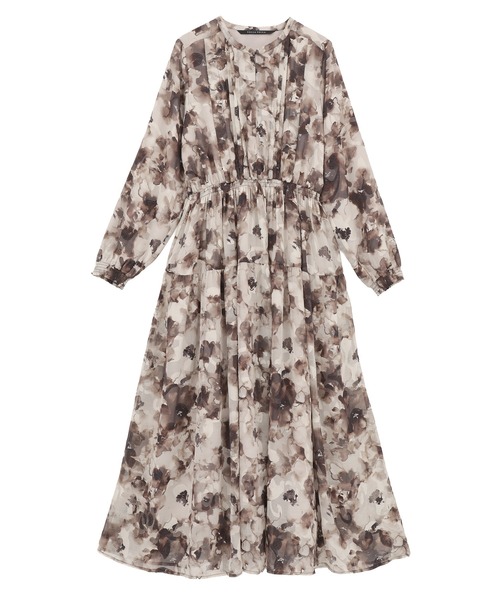 YECCA VECCA（イェッカヴェッカ） ワンピース ぼかしフラワー柄長袖