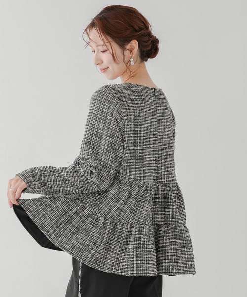 Fit more（フィットモア） ラメツイードティアードトップス レディース