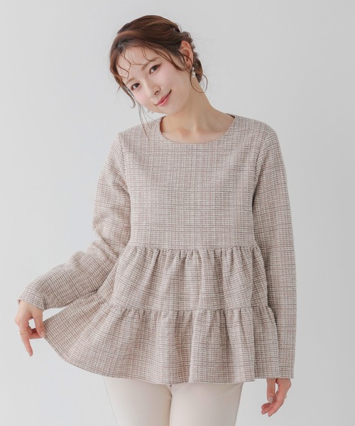 Fit more（フィットモア） ラメツイードティアードトップス レディース