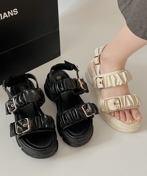 「Shoes in Closet」 フラットサンダル 3L ブラック×ブラック レディース_画像4